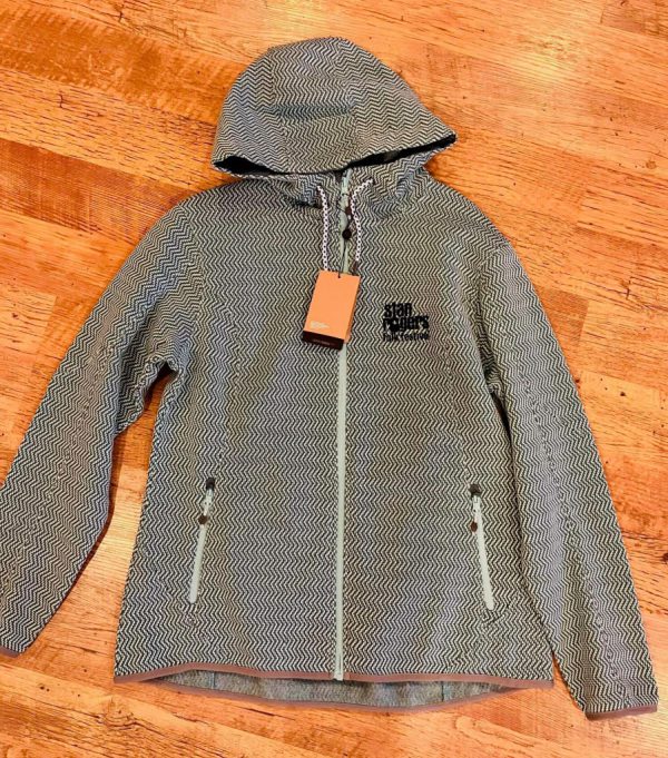 Women’s Full Zip Sweater in Mint Green and Grey